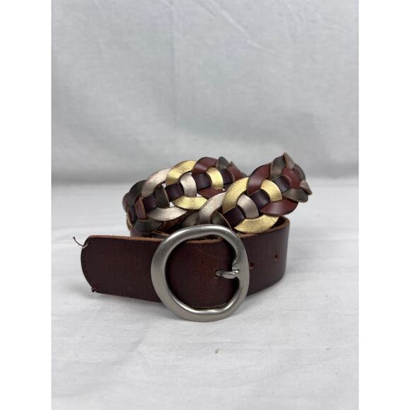 Fossil Belt Daisy Chain Linked Leather Boho Chic Western Equestrian Fall Casual - Picture 1 of 8